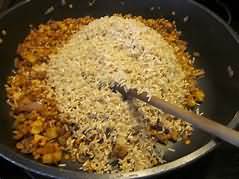 Rice and split peas, brown rice
